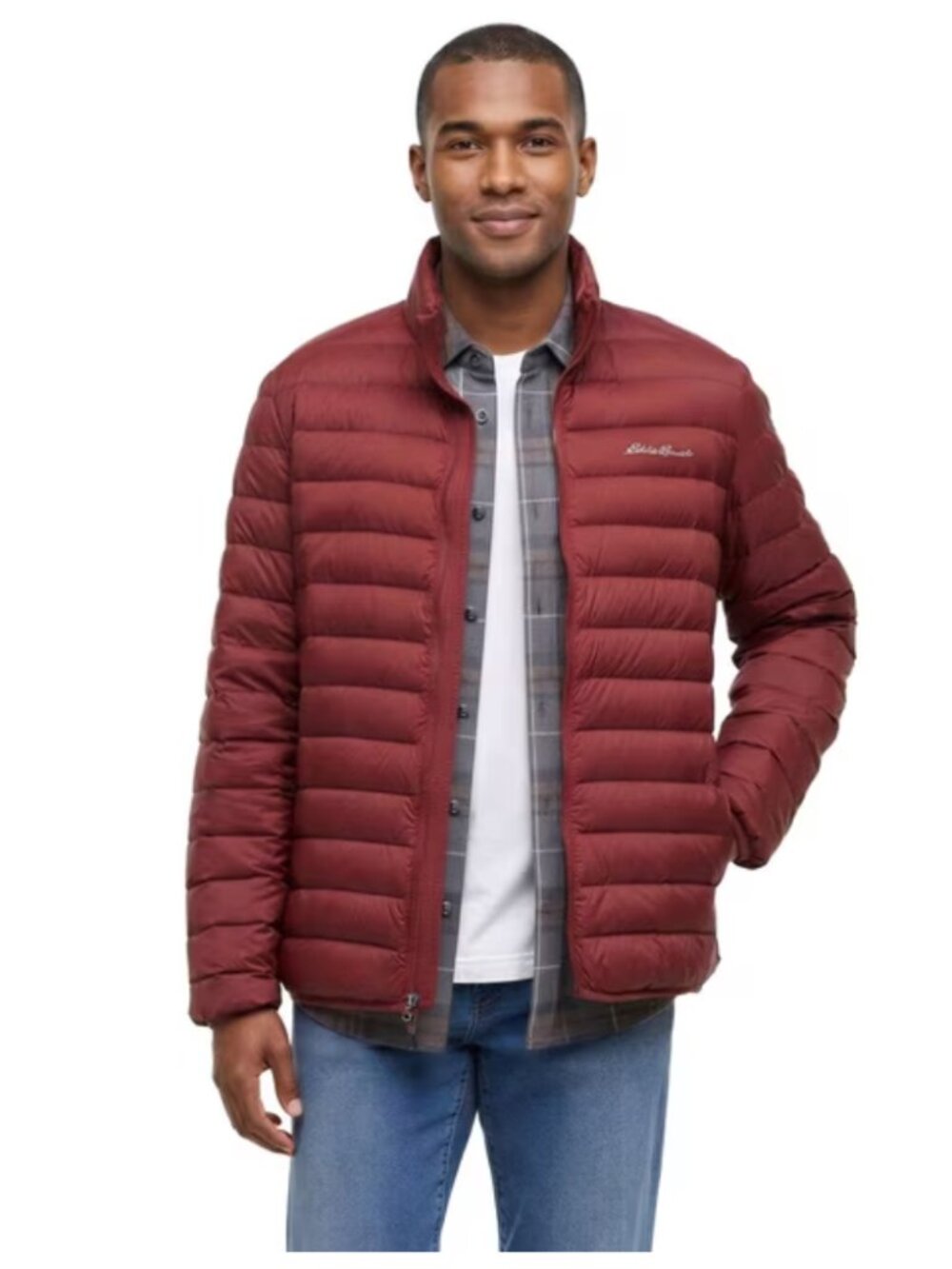 Eddie Bauer Men's Packable Down Jacket Microlight In Maroon Size Small NWT